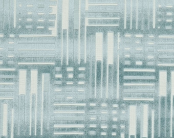 Blue Geometric Velvet Upholstery Fabric, Modern Blocks Pattern, Furniture Textiles