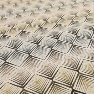 New Modern Woven Chevron Pattern In Yellow Grey Jacquard Upholstery Fabrics - Sold By The 1 Metre Fabric