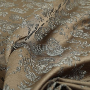Patrón floral de textura elevada Tapicería gris de chenilla y tela de uso de cortina - Vendido por la tela de 10 metros de longitud