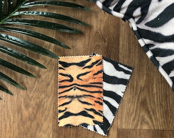 Exotic Animal Print Zebra Or Tiger Pattern Soft Velour Fabrics For Upholstery, Sofas, Curtains & Cushions Perfect For Interior Design.
