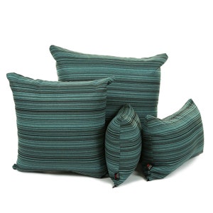 New Striped Design Teal Blue Colour Fabric Cushion - 4 Sizes Available - Cushion Cover Only - British Handmade