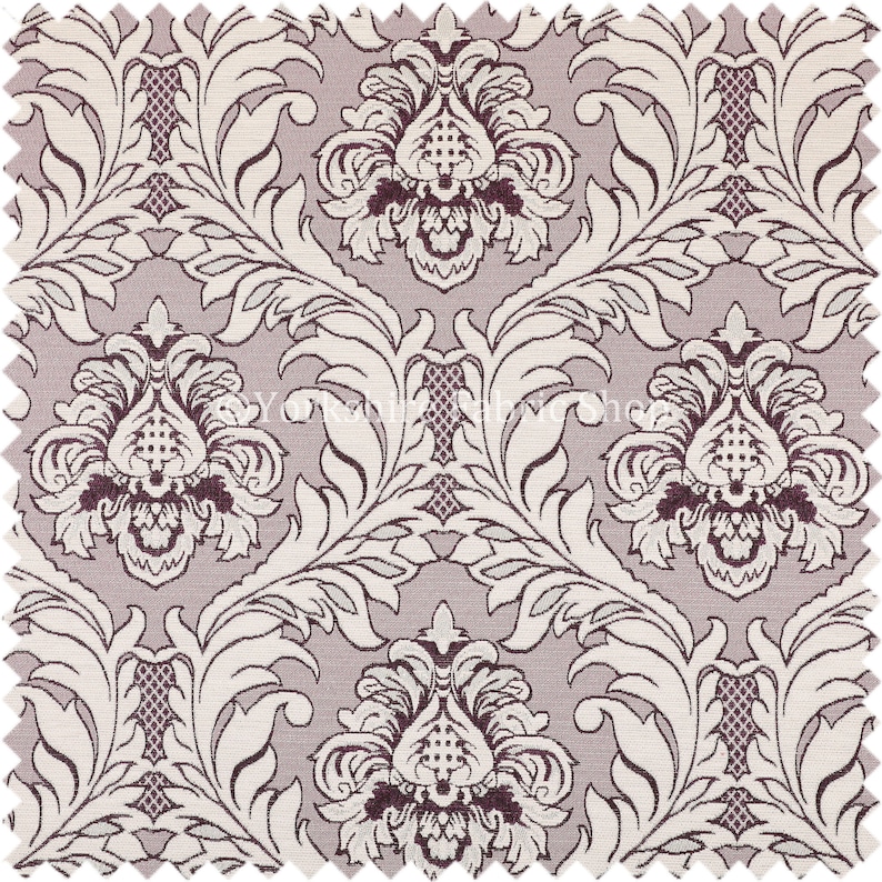 Modern Damask Pattern Silver Shine Effect Purple Upholstery Furnishing Fabric Sold By The 1 Metre Length Fabric