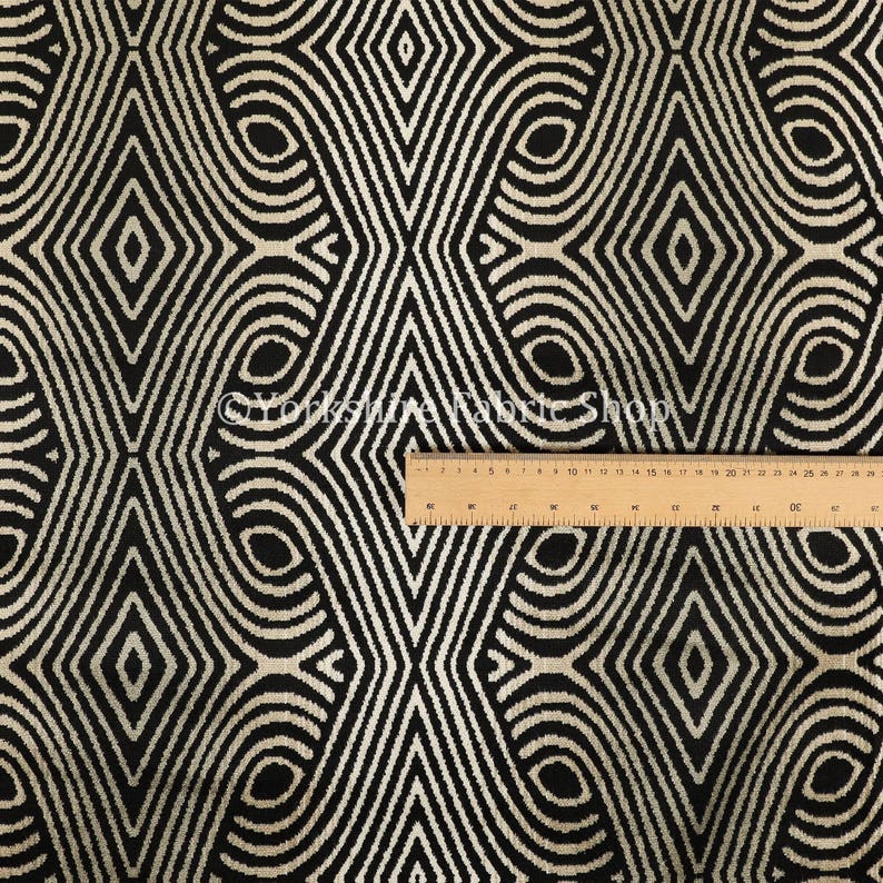 Sold By Metre Fabrics New Modern Elegant Medallion Pattern Quality Weight Velvet Black Colour Furnishing Upholstery Fabric