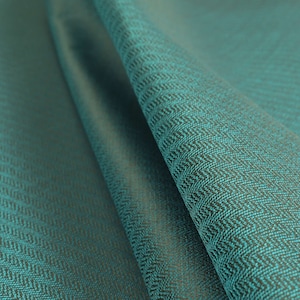 Herringbone Pattern Semi Plain Medium Weight Upholstery Fabric Teal Blue Colour