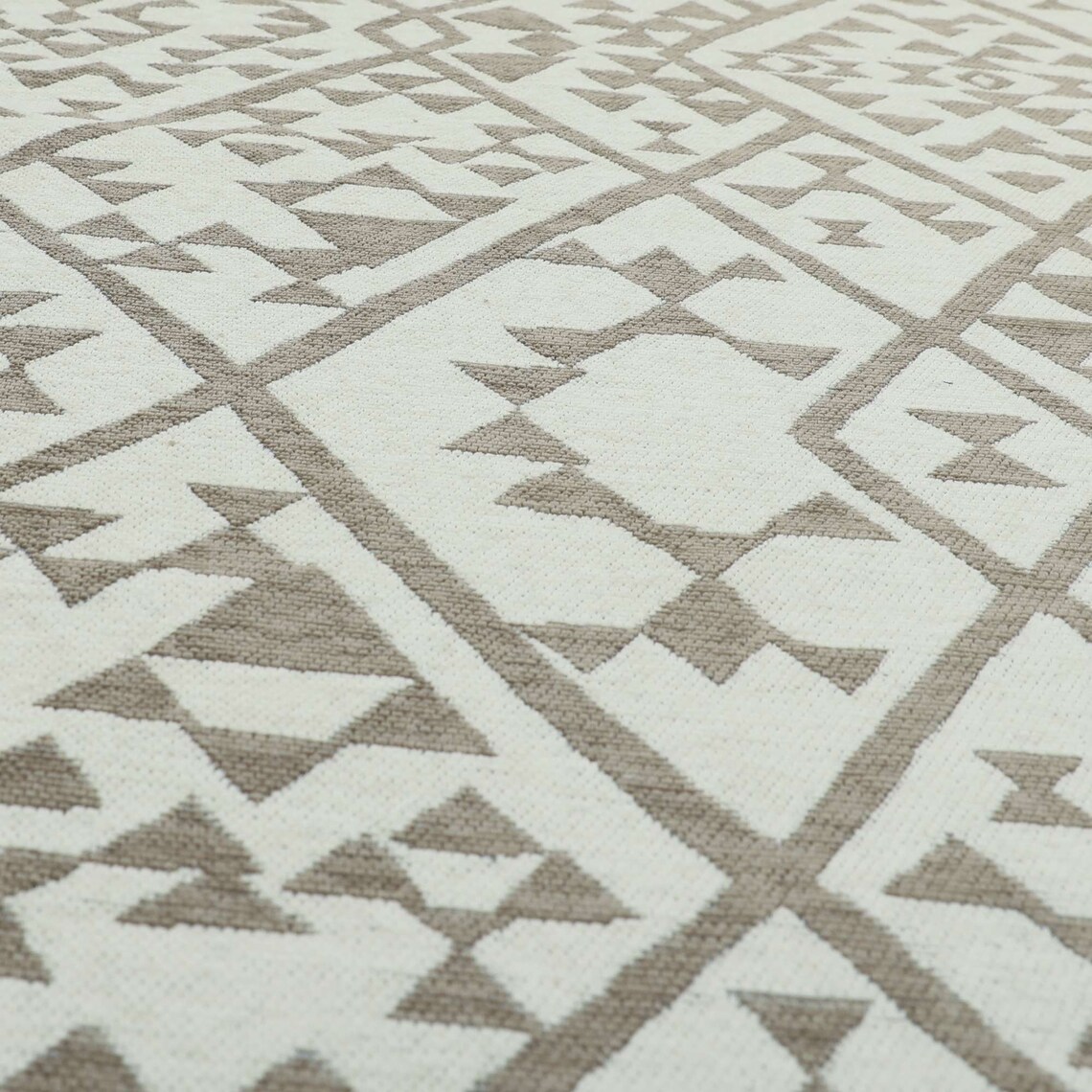 New Modern Geometric Aztec Pattern Cream Brown Interior Soft Chenille ...
