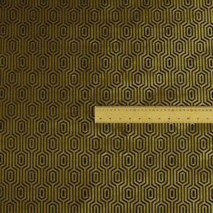 New Furnishing Fabric Geometric Quality Velvet Material Upholstery In Gold Blue Colour Sold By The Metre