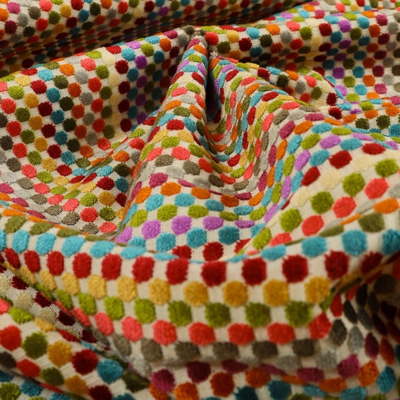 10 metri di morbido tessuto jacquard velluto dai colori vivaci motivo  geometrico a pois tessuti per tappezzeria per divani tende e arredamento -  Etsy Italia
