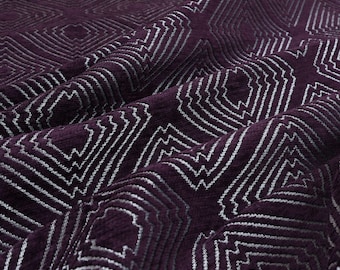 Modern Geometric Chenille Upholstery Fabric, Silver Shine Effect, Polyester Furniture Material