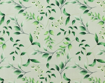 Green Leaves Upholstery Fabric Curtains Furniture Furnishing Delicate Pattern