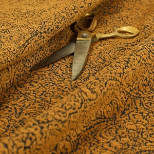 All Over Detailed Damask Heavyweight Soft Chenille In Gold Upholstery Fabric - Sold By The 10 Metre Length Fabric