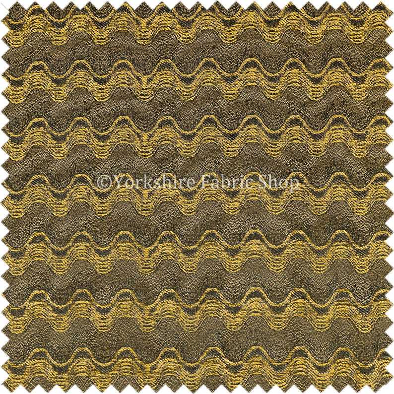 Sound Wave Pattern Lightweight Chenille Yellow Black Upholstery Curtain Fabric