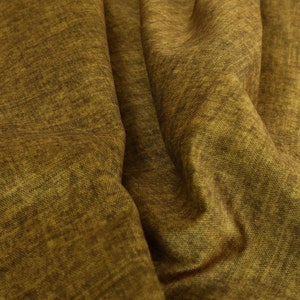 Soft Velvet Curtain Furnishing Fabric Yellow Aged Finish Effect Velour Material