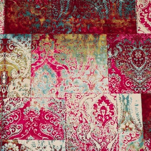 New Soft Printed Velvet Patchwork Damask Traditional Pattern Pink Upholstery Fabric Sold By The 1 Metres Fabric image 4