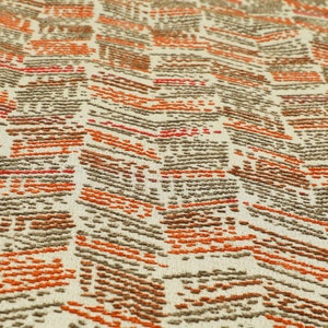 New Designer Modern Quality Orange Red Brown Abstract Stripe Chenille Upholstery Curtains Cushions Fabric