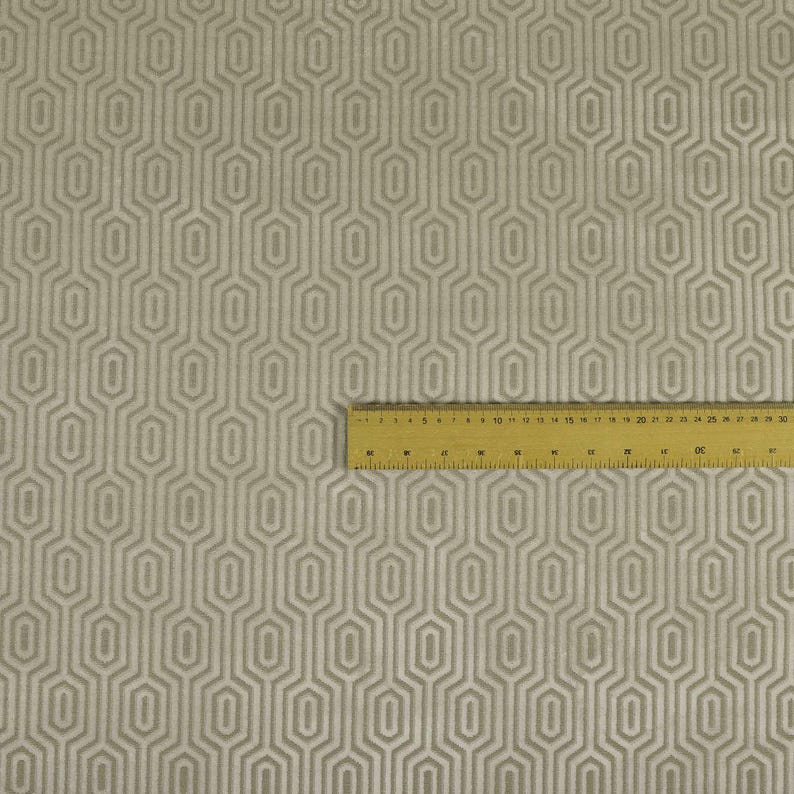 Geometric Velvet Jacquard Fabric Upholstery, Furniture, Seating, Chairs, Curtain, Cushion & Interior Design Soft Hard Wearing Quality Fabric White