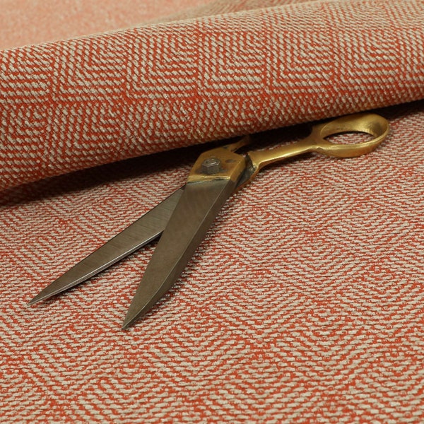 Flame Treated Semi Plain Chenille Textured Orange Furniture Upholstery Fabric - Sold By The 1 Metre Length Fabric
