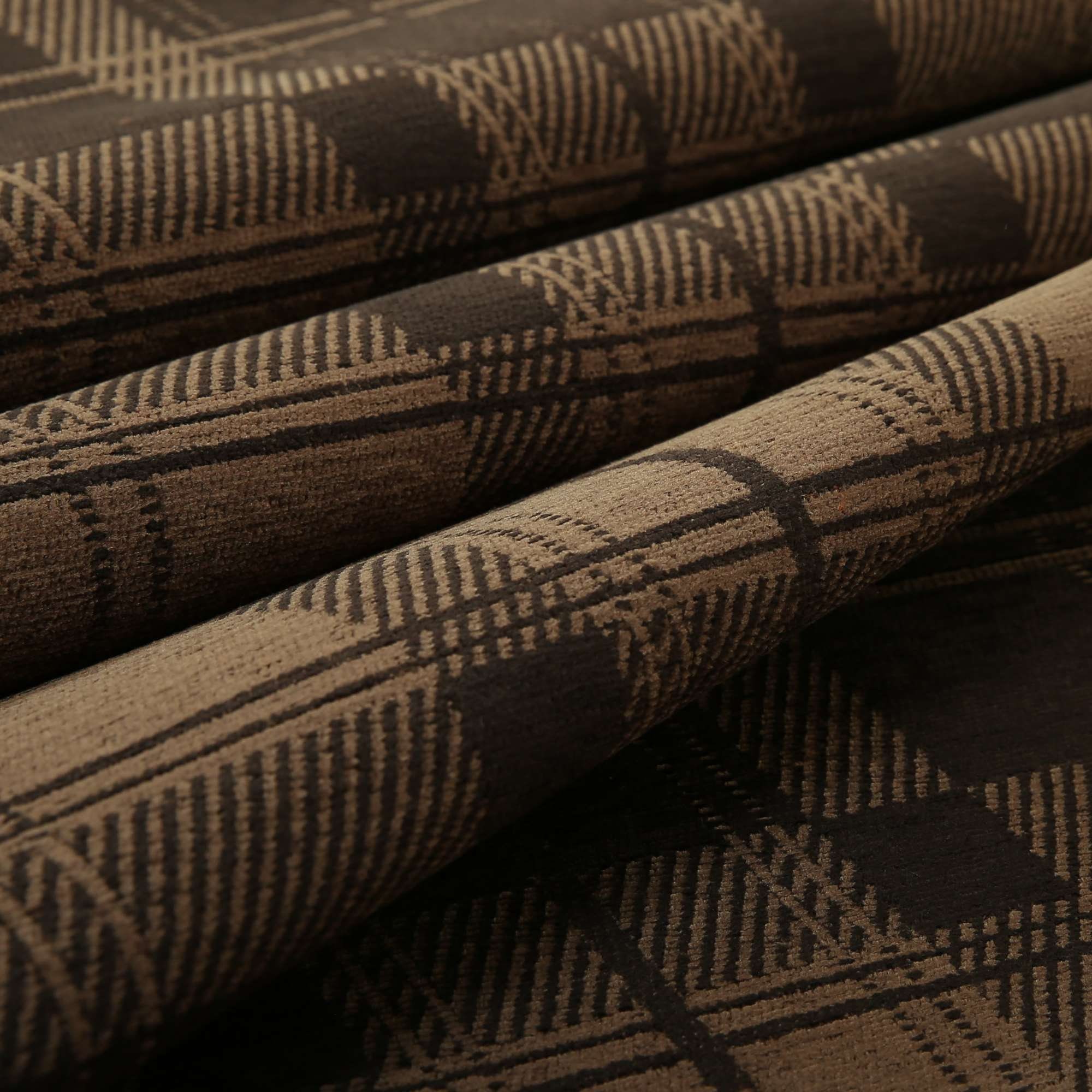Tweed Stoff Meterware Schottenmotiv Tartan Karo Muster Chenille Dunkelbraun Polsterstoff Sofas Stühle Vorhänge Weich Eingerichtet - Meterware