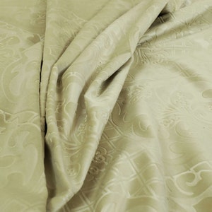 New Furnishing Soft Velvet Embossed Damask Quality Pattern Upholstery Fabric Upholstery In Light Green Colour For Sofa Curtains By The Metre