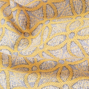 10 Metres Of Quality Medallion Geometric Pattern Design Woven Chenille Upholstery Fabric In Yellow For Soft Furnishings Sofas Curtains