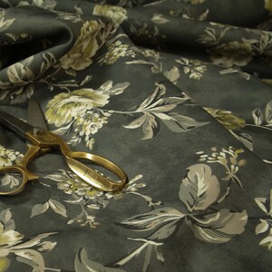 10 Metres Of Printed Floral Pattern Grey Green Colour Furnishing Upholstery Fabric Textiles For Interior Sofas Chairs Soft Furnishing