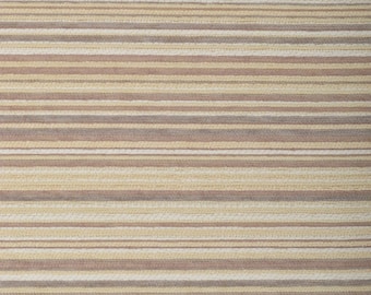 Tessuto di rivestimento in ciniglia a righe, beige crema, dalla texture morbida, per divano, tenda, seduta e mobili.