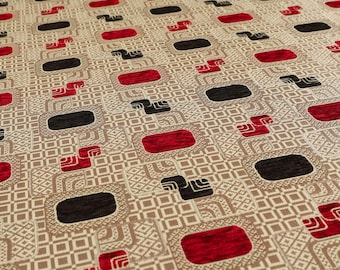 Geometric Pattern Chenille Upholstery Fabric For Sofas, Furniture, Curtains, Cushions & Interior Design Retro Fabrics Per Metre