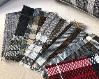 Tartan Check Durable Woven Upholstery Fabric For Curtains, Cushions & Interior Design Soft Hard Wearing Polyester Fabrics Per Metre