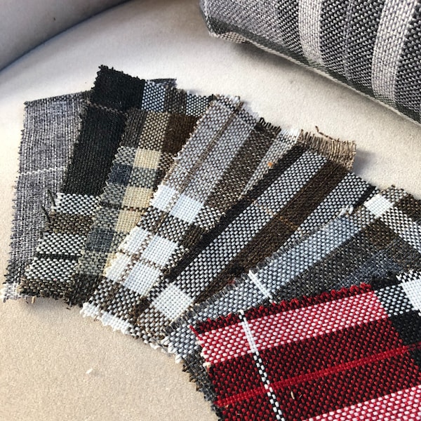Tartan Check Durable Woven Upholstery Fabric For Curtains, Cushions & Interior Design Soft Hard Wearing Polyester Fabrics Per Metre