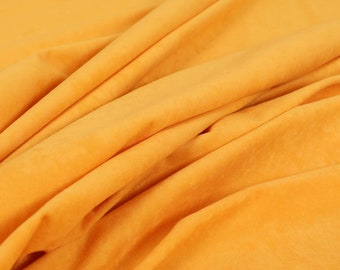 Soft Quality Modern Lightweight Low Pile Velvet Plain Yellow Mango Curtain Upholstery Fabric - Sold By The 1 Metres Fabric