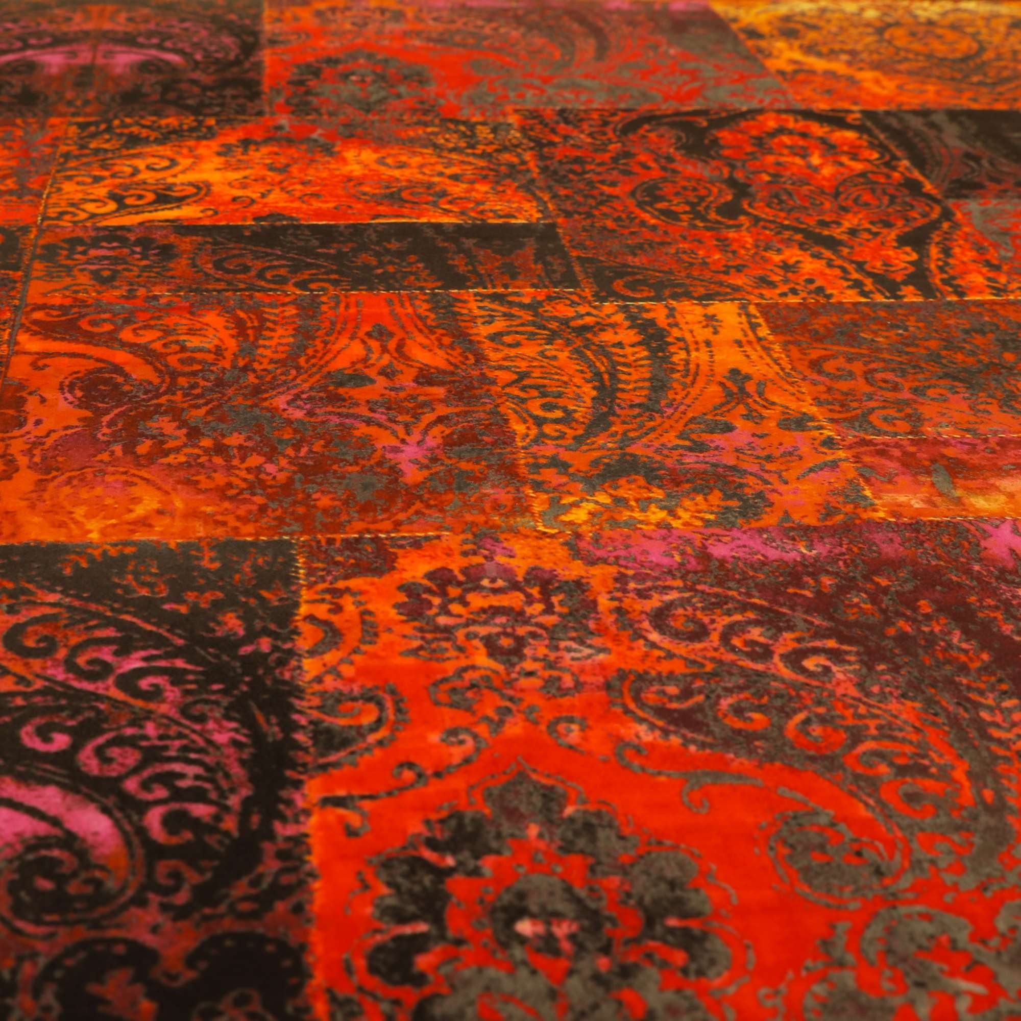 Neuer weicher bedrucktes Samt Patchwork Damast traditionelles Muster Rot Orange Polsterstoff - verkauft von der 1 Meter Stoff