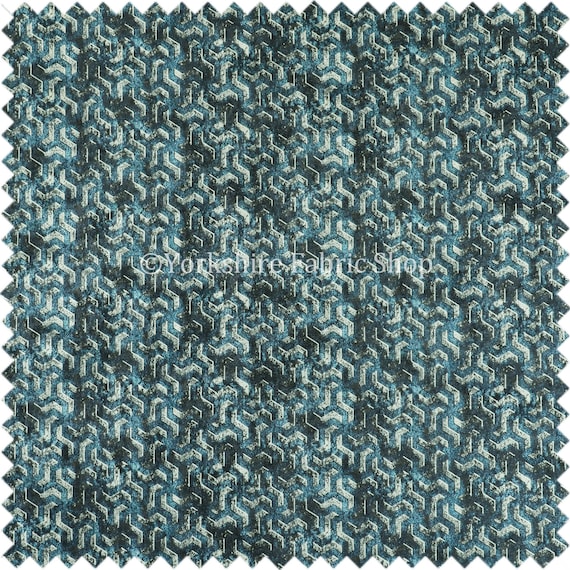 Blue Multicoloured Stained Effect Pattern Curtain Furnishing Upholstery Fabrics