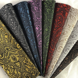 Dark & Bold Damask Upholstery Fabric For Curtains, Cushions, Interior Design Soft Hard Wearing Polyester Dark Damask Fabric Per Metre