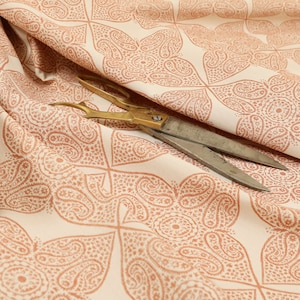 Lightweight Chenille Medallion Pattern Orange Colour Upholstery Curtain Fabric - Sold By The 1 Metre Length Fabric