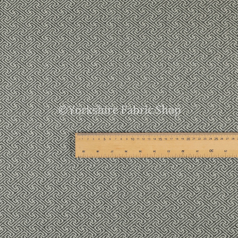Sold By The 1 Metre Length Fabric Soft Modern Geometric Pattern Wool Textured Grey Upholstery Furnishing Fabric