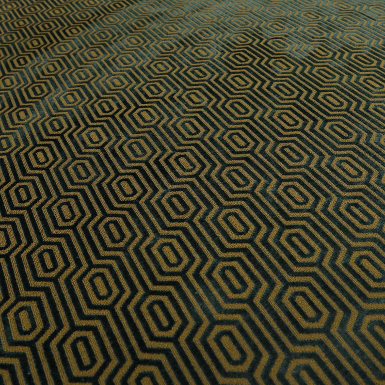 Geometric Velvet Jacquard Fabric Upholstery, Furniture, Seating, Chairs, Curtain, Cushion & Interior Design Soft Hard Wearing Quality Fabric image 3