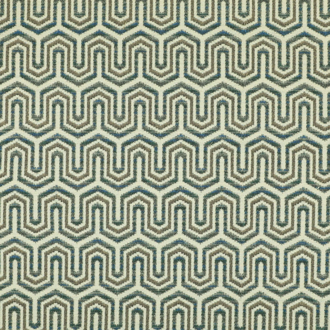 Cream Blue Maze Geometric Pattern Chenille Upholstery Fabrics for Sofas ...