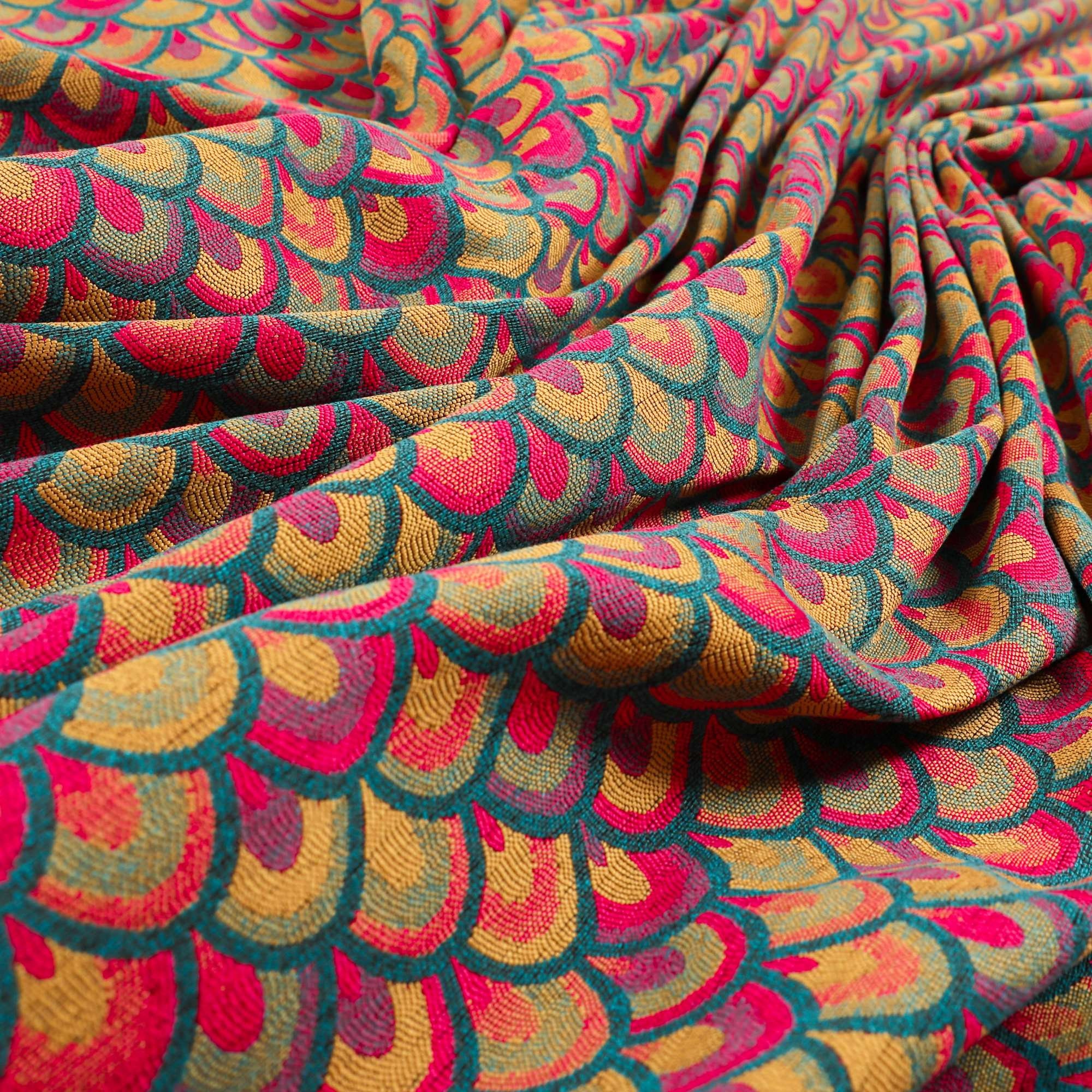Drapery Jacquard - Peacock Pheasants in the Orchard - British Imported