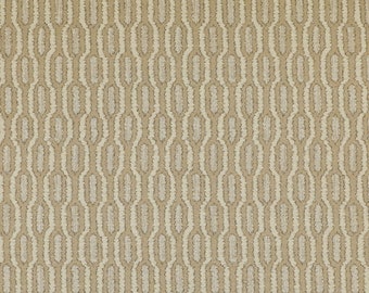 Tessuto di ciniglia intrecciato per tappezzeria, motivo a righe traforate beige e marroni, tessuti per arredamento moderno.
