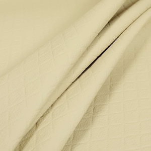 Diamond Quilted Textured Soft Vinyl Faux Leather Upholstery Fabric Beige Colour - Sold By The 1 Metre