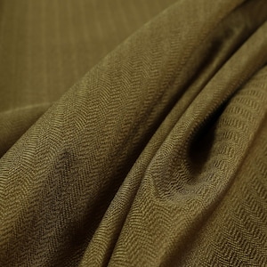 Herringbone Pattern Semi Plain Medium Weight Upholstery Fabric In Brown Colour