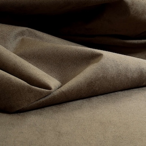 New Hardwearing Soft Velvet Textured Upholstery Fabric Flame Treated Fabric Perfect For Sofas Curtains Projects In Taupe Brown Colour