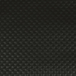 Quilted Textured Soft Vinyl Pattern Faux Leather Upholstery Fabric Black Colour - Sold By The 1 Metre