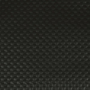 Quilted Textured Soft Vinyl Pattern Faux Leather Upholstery Fabric Black Colour - Sold By The 1 Metre