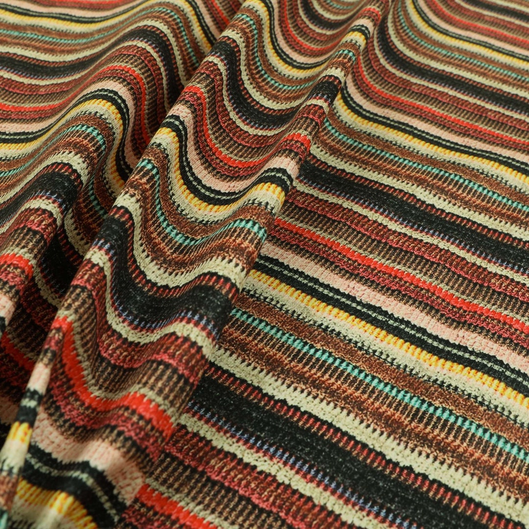 Funky Multicolour Designer Striped Pattern Velour Print Velvet ...