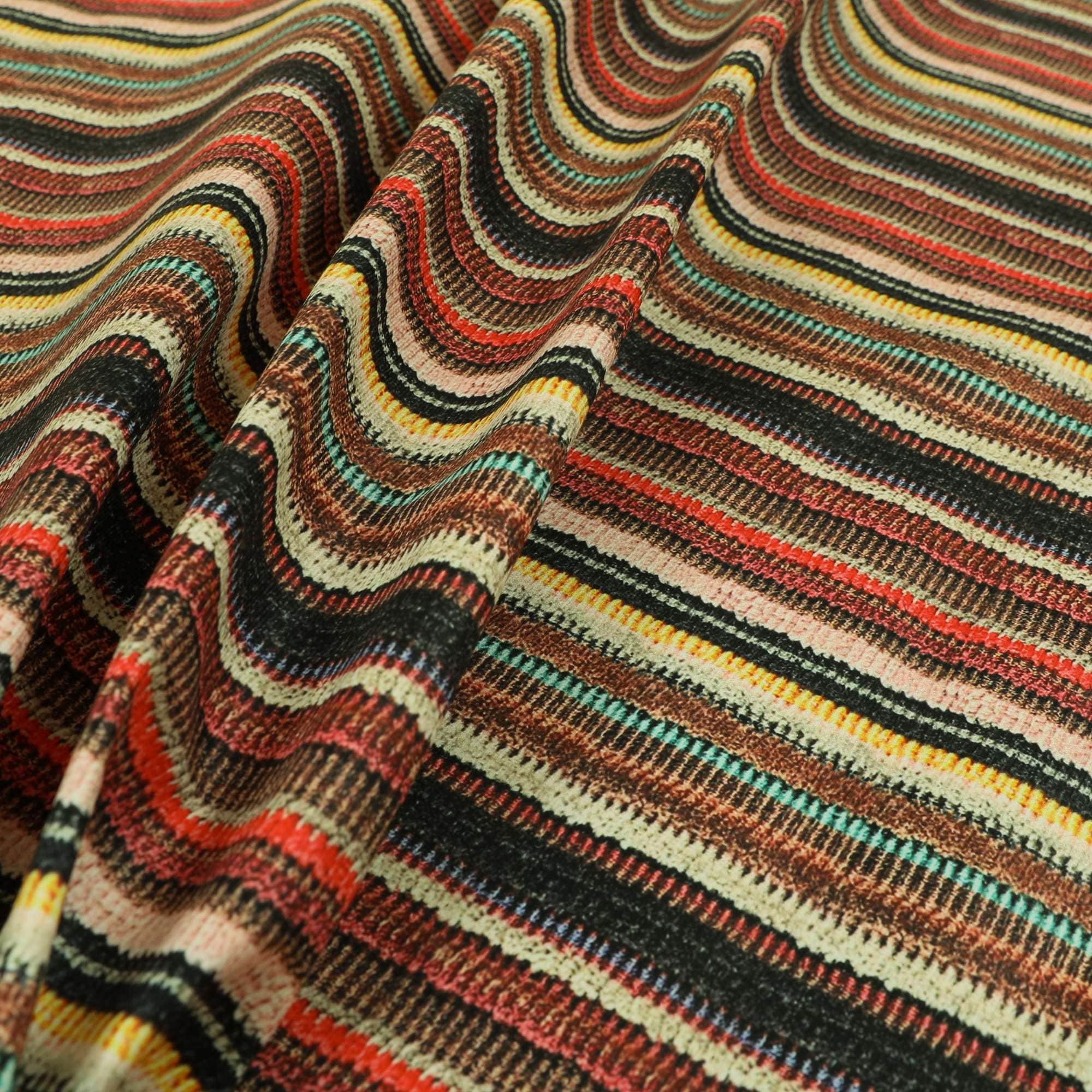 Funky Multicolour Designer Striped Pattern Velour Print