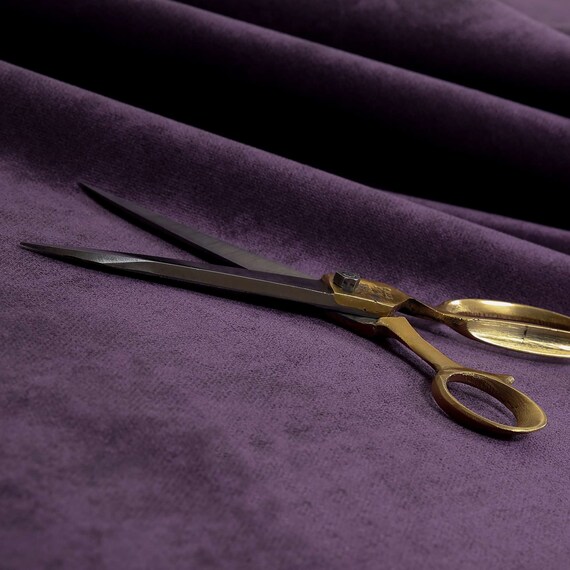 Purple, Solid Plain Upholstery Velvet Fabric By The Yard