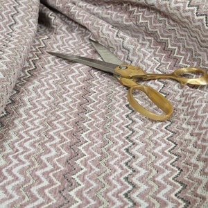Lilac Pink Colour Chevron Striped Pattern Chenille Curtains Upholstery Fabrics - Sold By The 1 Metre