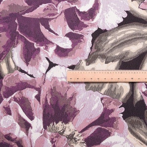 Large Scale Maximalist Purple Floral Upholstery Fabric For Curtains, Cushions, Roman Blinds Soft Hard Wearing Quality Fabrics Per Metre