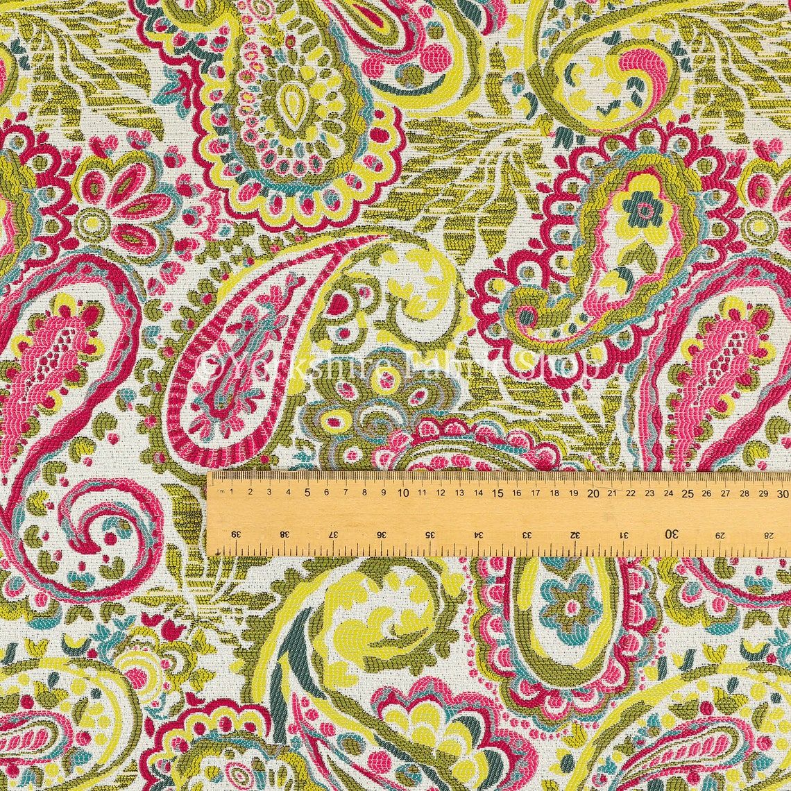 All Over Paisley Pattern Pink Yellow Green Chenille Upholstery - Etsy