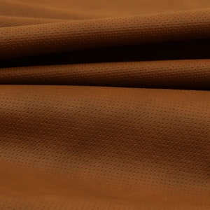 Soft Textured Perforated Brown Faux Leather Camper Van Seating Upholstery Fabric - Sold By The 1 Metre
